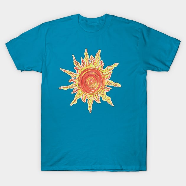 Fiery Sun T-Shirt by minniemorrisart